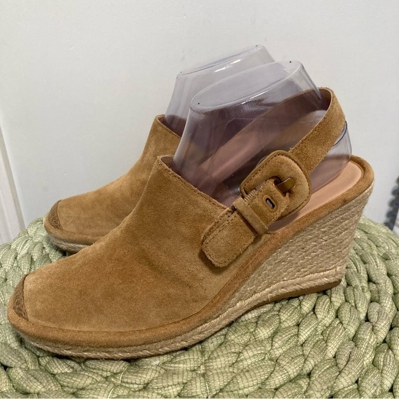 VERONICA BEARD Seki Tan Suede shoes Slingback Espadrille Wedges - Picture 2 of 10